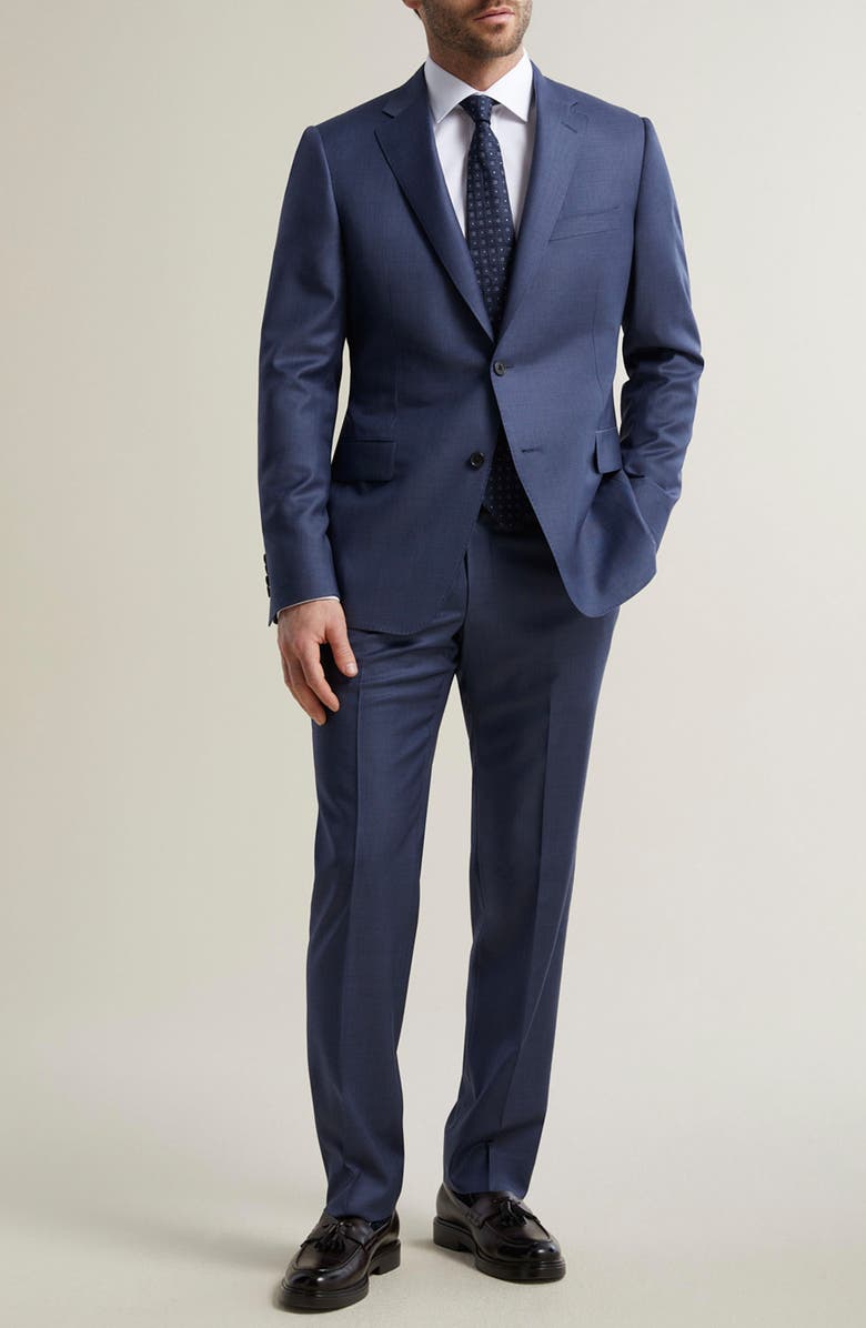 Samuelsohn Regular Fit Blue Wool Sharkskin Suit, Main, color, 