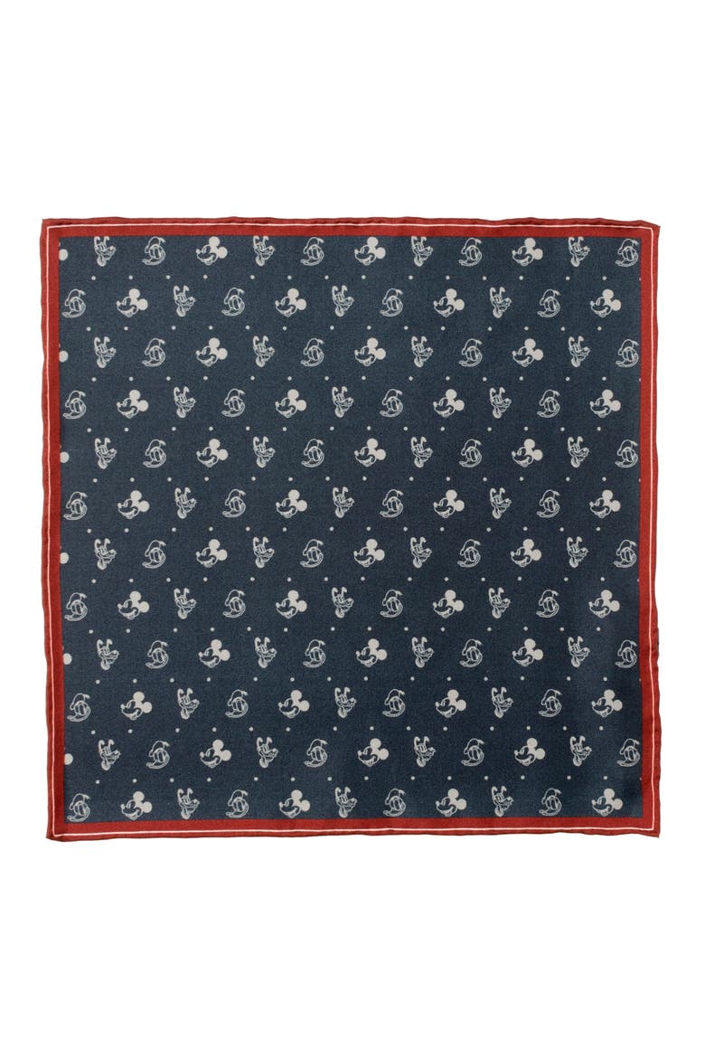 x Disney Mickey & Friends Silk Pocket Square, Alternate, color, NAVY