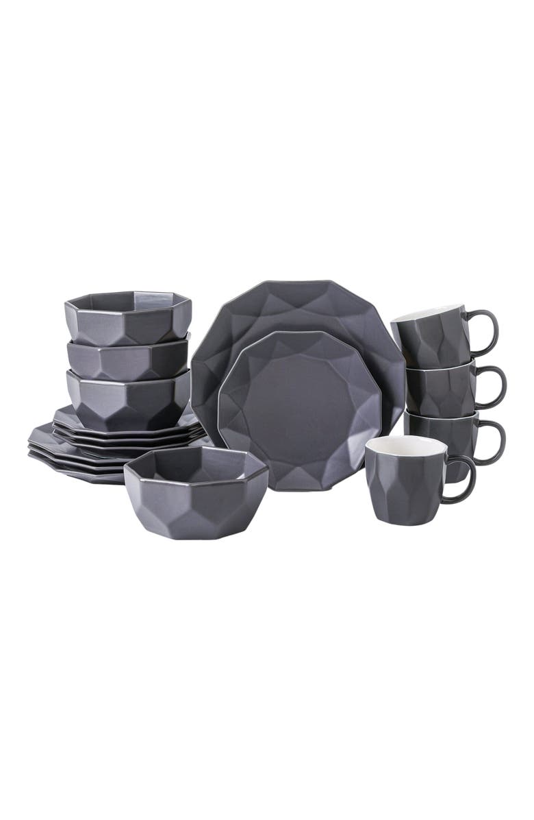 Stone Lain Jamie Porcelain 16-Piece Dinnerware Set, Main, color, Grey