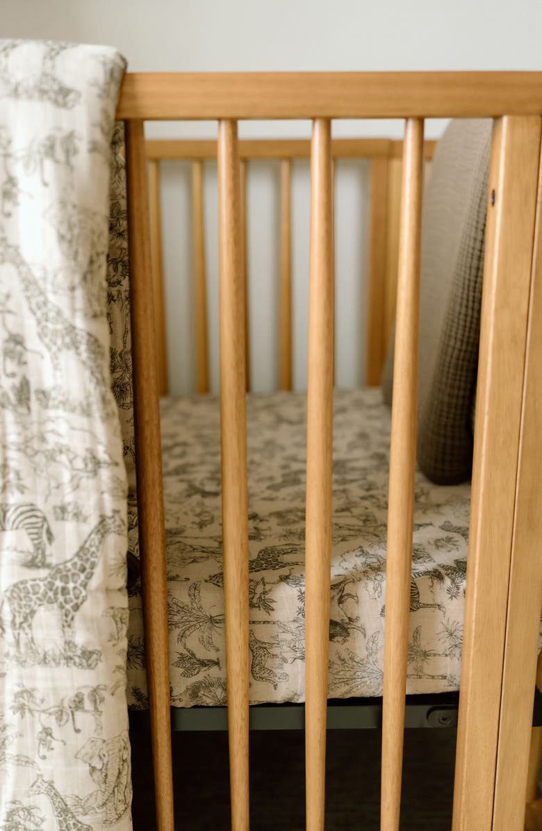 Oilo Print Organic Cotton Muslin Crib Sheet, Alternate, color, Eggshell