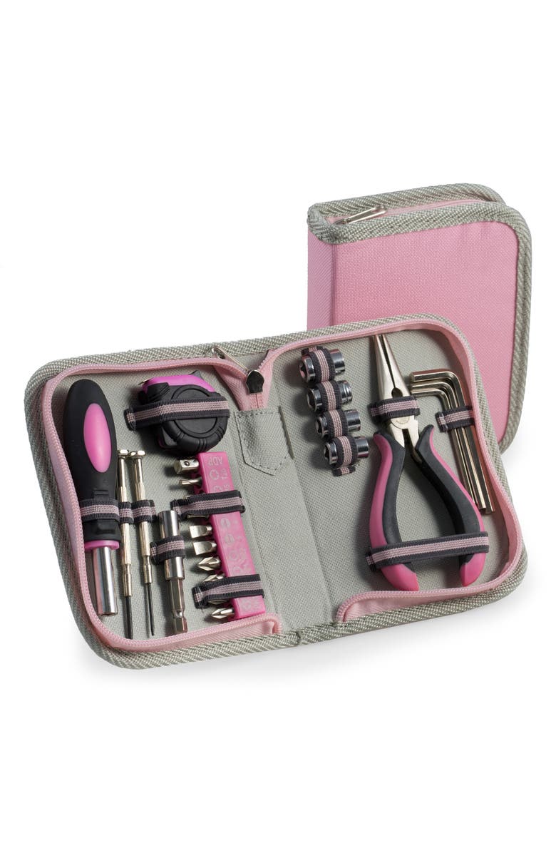 Bey-Berk 23-Piece Tool Kit & Leather Case, Alternate, color, Pink