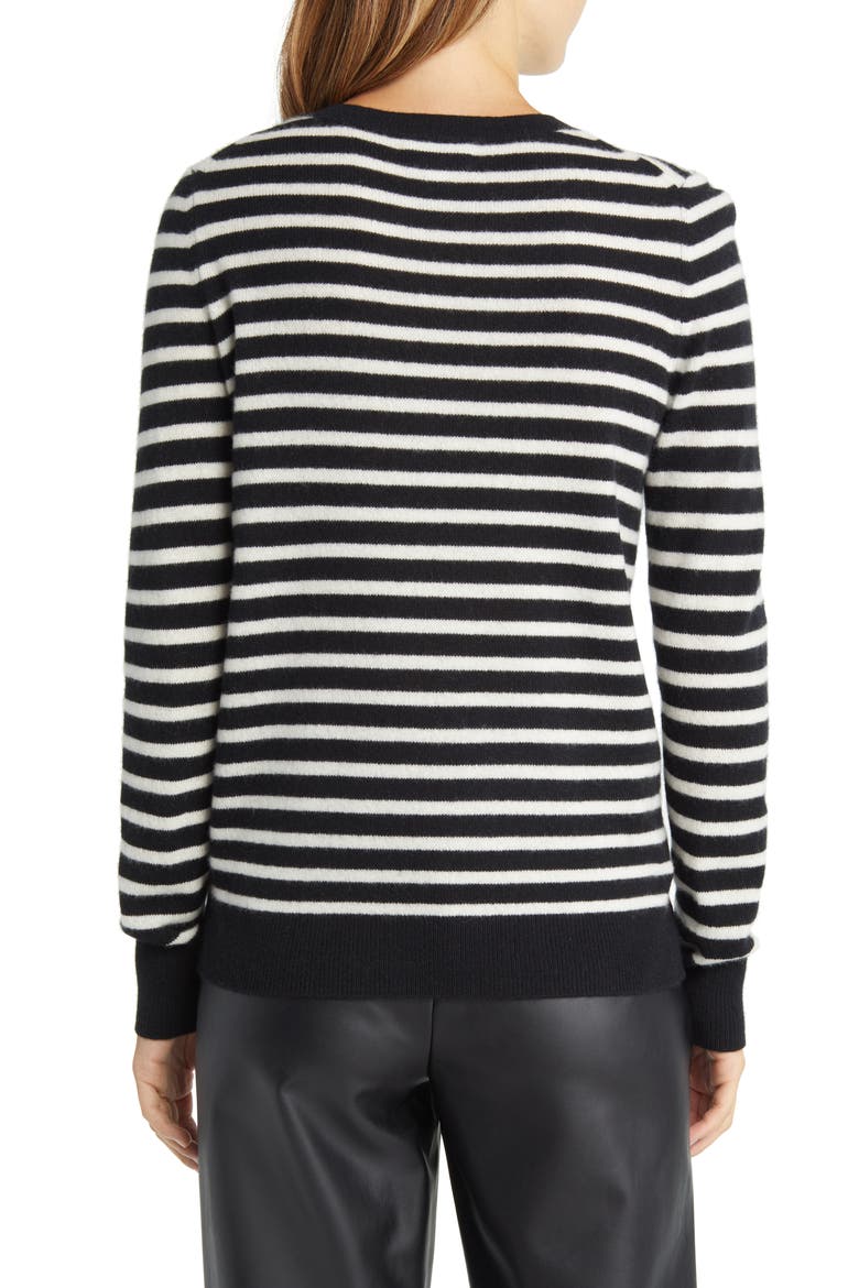 Cashmere Crewneck Sweater, Alternate, color, BLACK- IVORY JOSEPHINE STRIPE