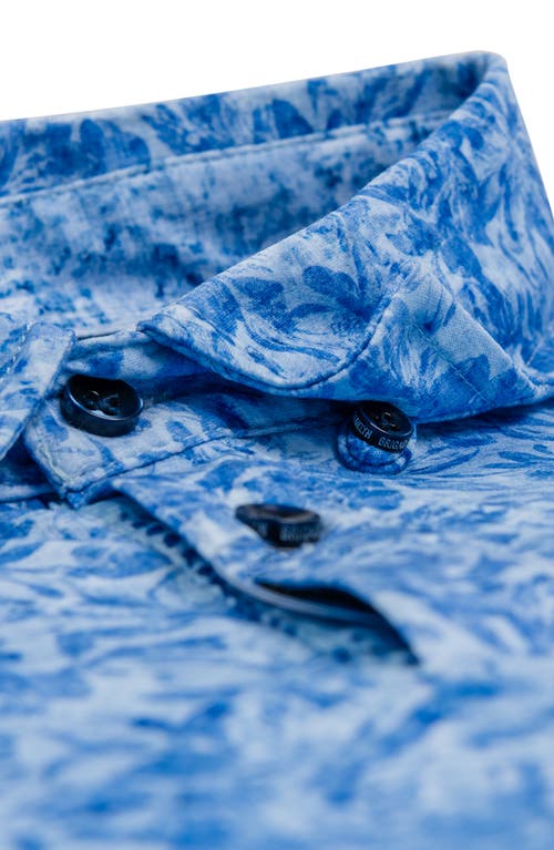 Brooklyn Brigade Abstract Floral Polo In Lt Blue