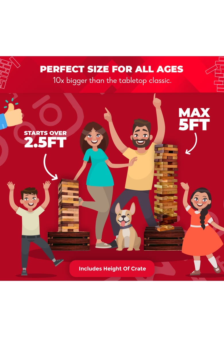 Reclaimed Wood Giant Tower Game, Alternate, color, Brown