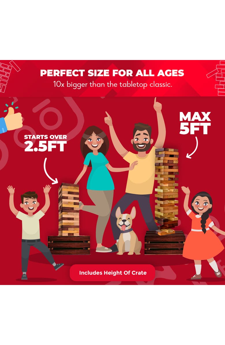 Swooc Games Reclaimed Wood Giant Tower Game, Alternate, color, Brown