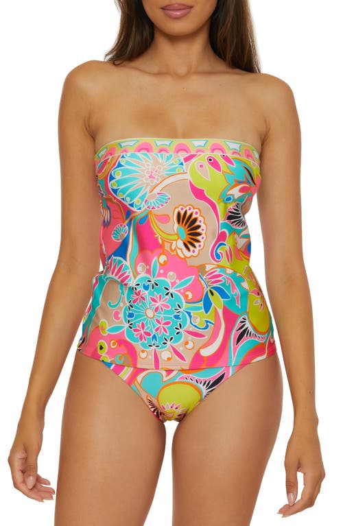 Trina Turk Womens Venus Banded Tankini Top Hipster Bikini Bottoms In Pink Multi