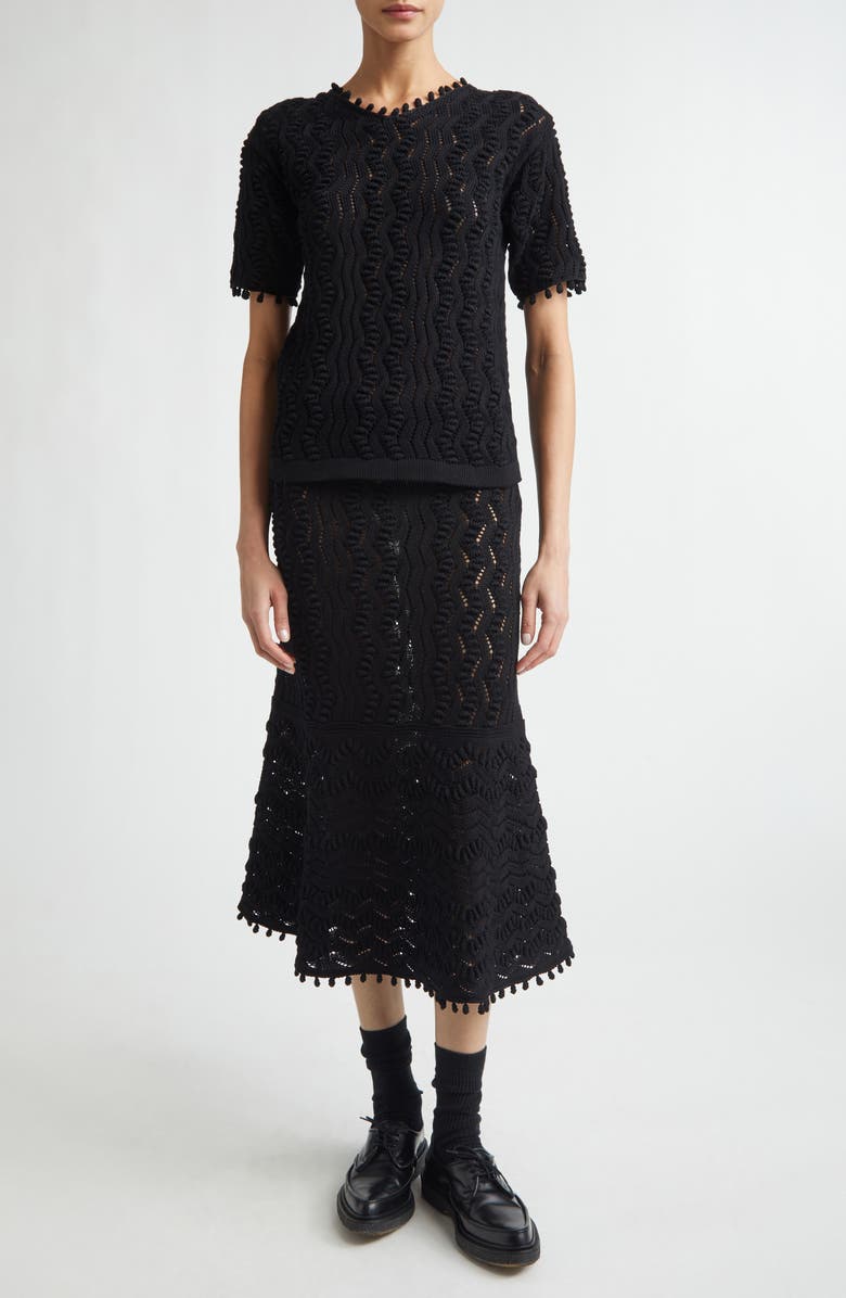 Jil Sander Textured Lace Knit Skirt, Alternate, color, Black