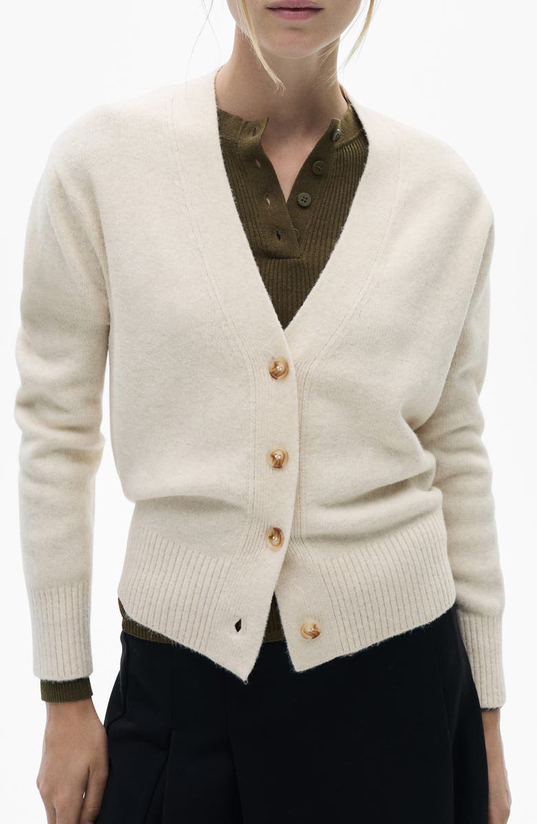 MANGO Marina V-Neck Cardigan, Main, color, Sand