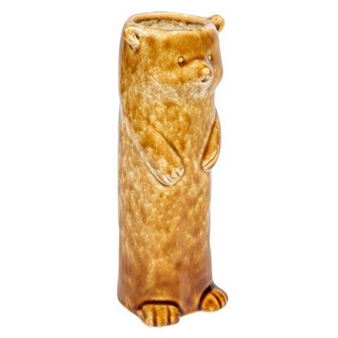Bear Vase with Reactive Crackle Glaze