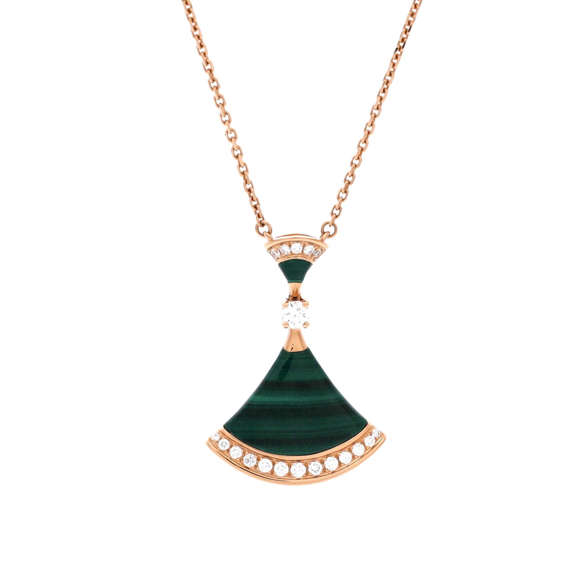 Divas' Dream Pendant Necklace 18K Rose Gold with Malachite and Diamonds Large, Main, color, Metallic Gold