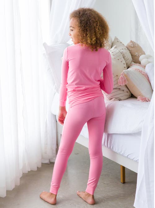 Rufflebutts Modal Blend Girls Ruffle Long Sleeve Pajama Set In Bubblegum Pink