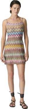 Missoni Mini Cover-up Dress In Lamé Viscose With Macro Zigzag Pattern