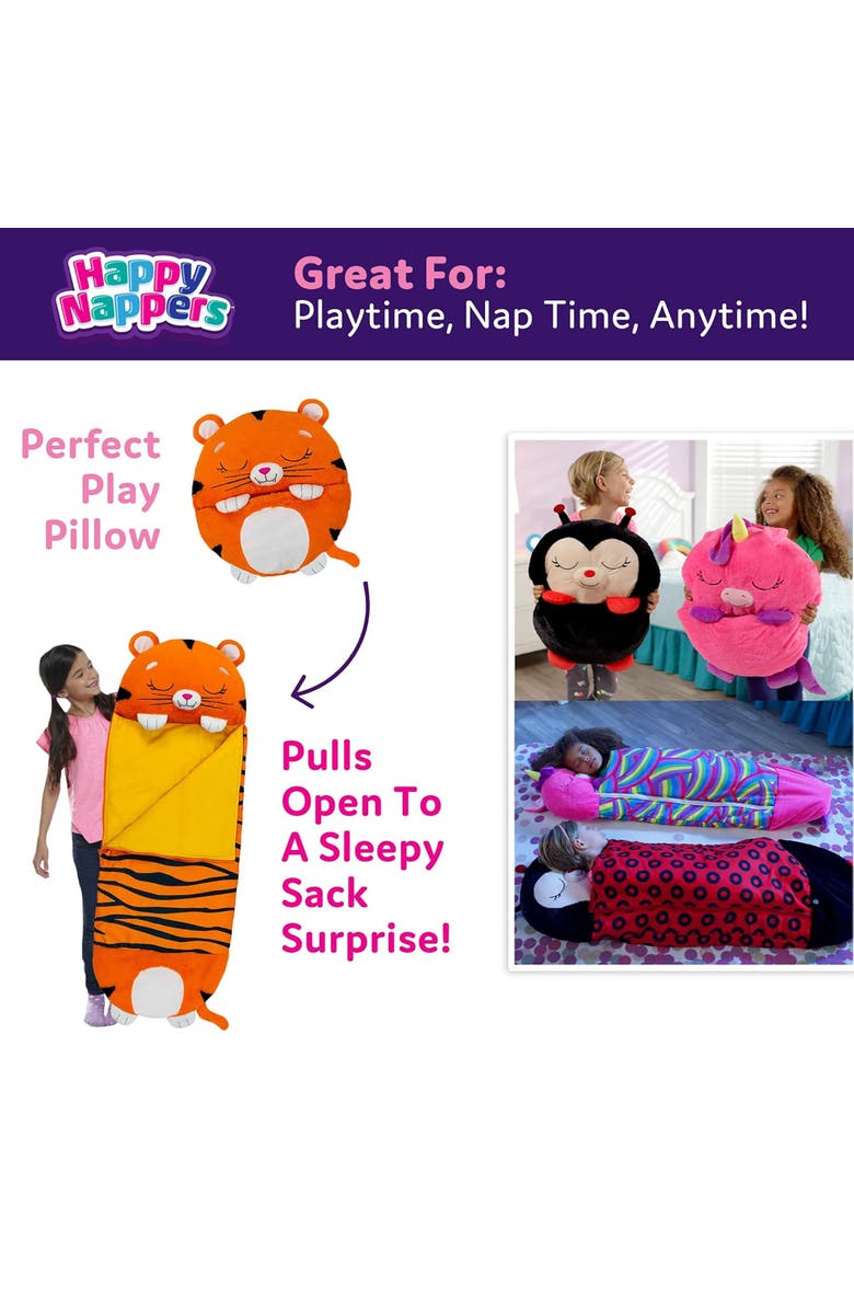 Happy Nappers Pillow & Sleepy Sack Large Tiger Tobi, 66 inch x 30 inch, Alternate, color, Orange
