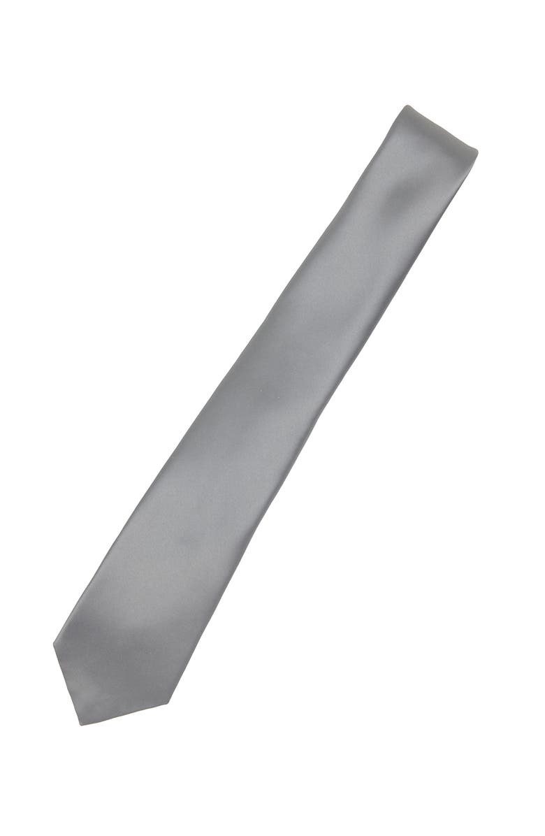 Brooklyn Brigade Men's Solid Satin X-Long Tie, Alternate, color, Slate