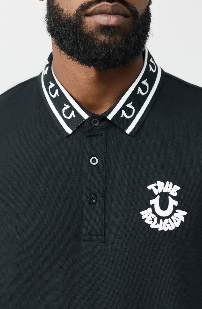 True Religion Piqué Knit Polo, Alternate, color, Jet Black