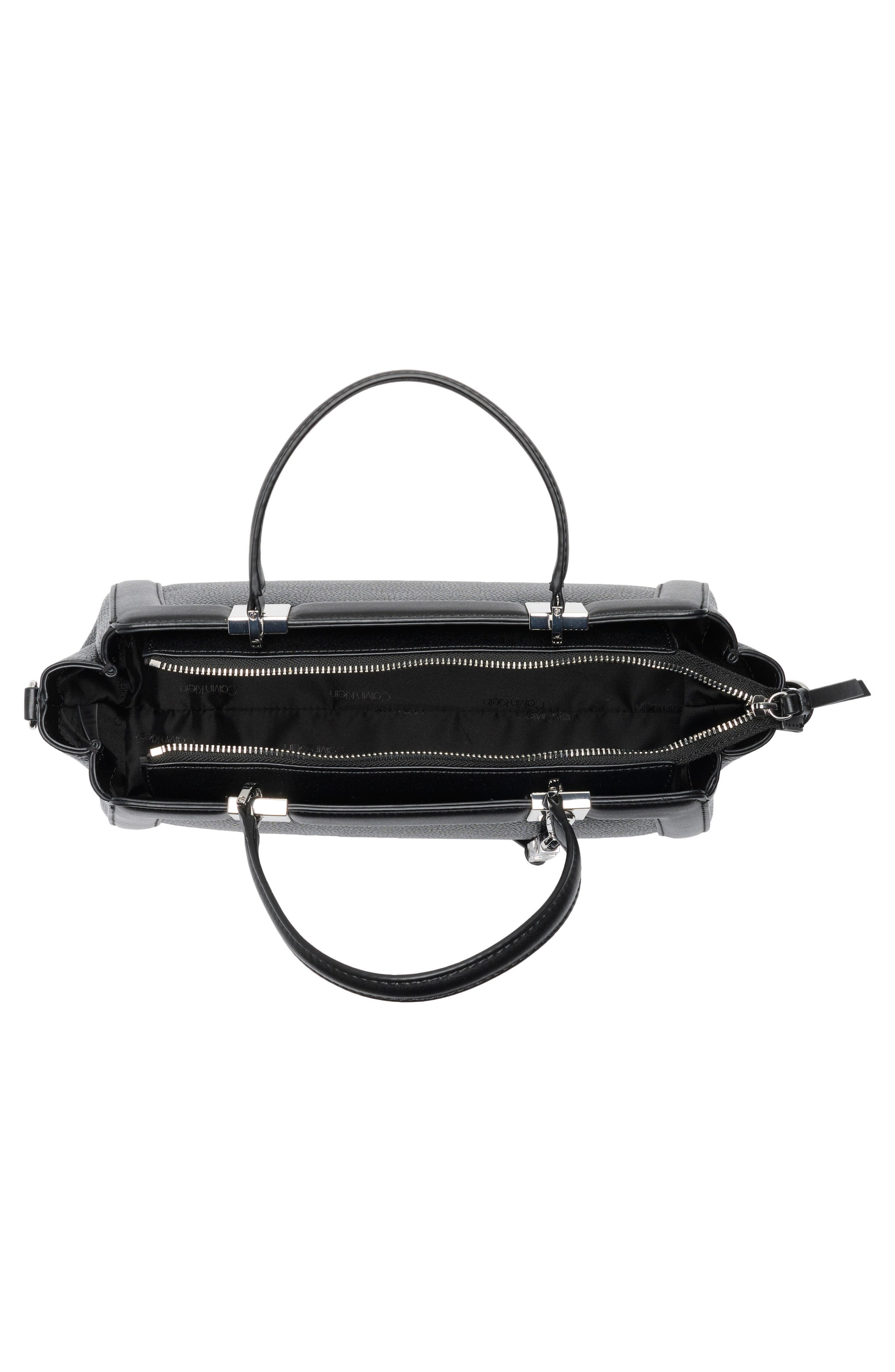 Calvin Klein Jean Baguette Satchel, Alternate, color, Black/ Silver