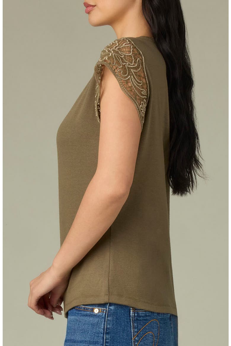Crochet Trim Top, Alternate, color, OLIVE DRAB/ PALE OAK