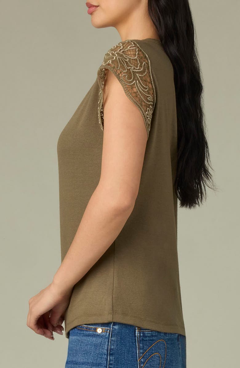 Wit & Wisdom Crochet Trim Top, Alternate, color, Olive Drab/ Pale Oak