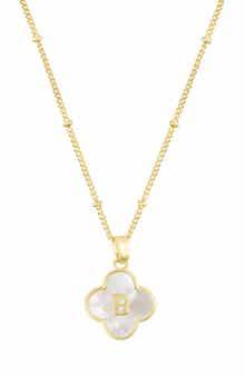 Mother-of-Pearl Clover Initial Pendant Necklace