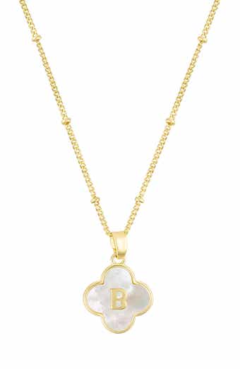 Mother-of-Pearl Clover Initial Pendant Necklace