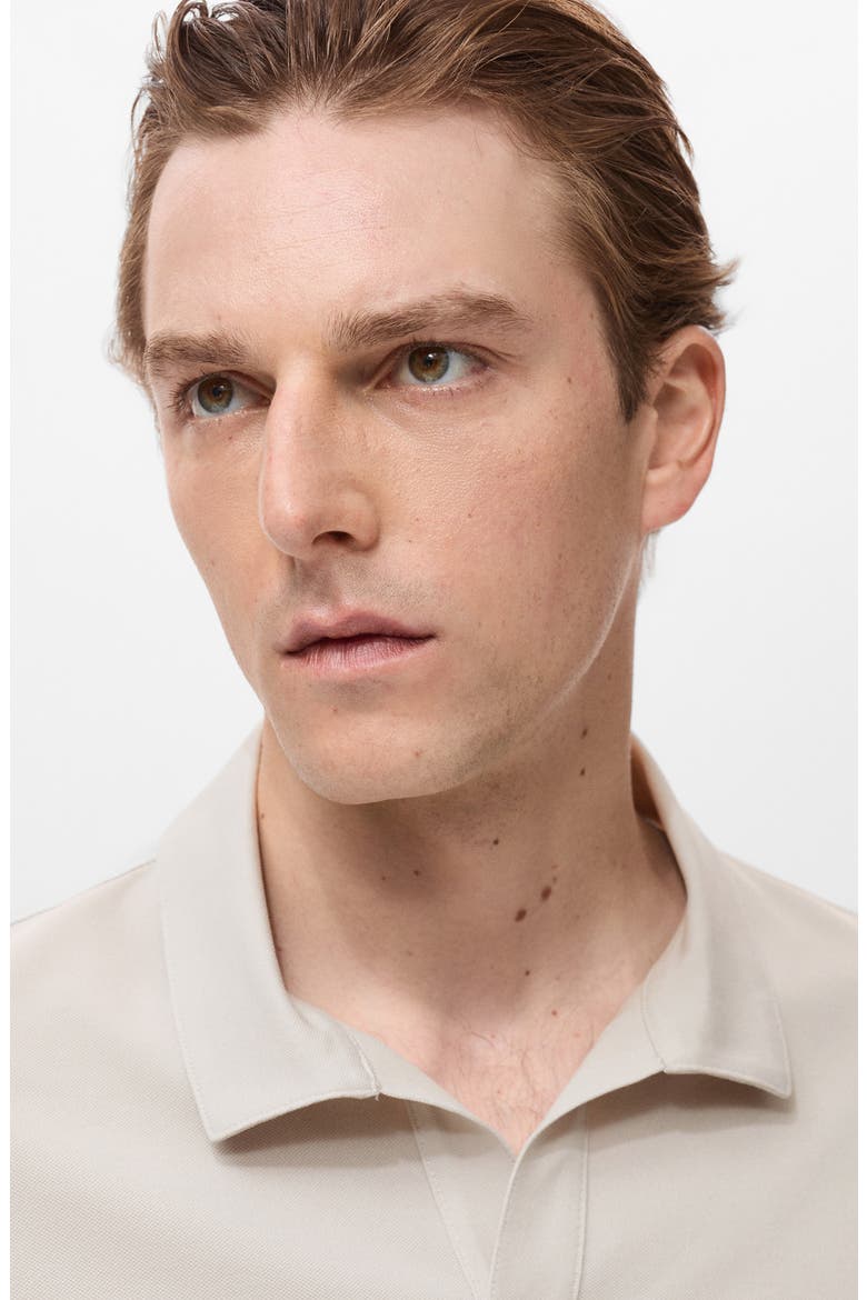Solid Johnny Collar Cotton Blend Piqué Polo, Alternate, color, IVORY WHITE