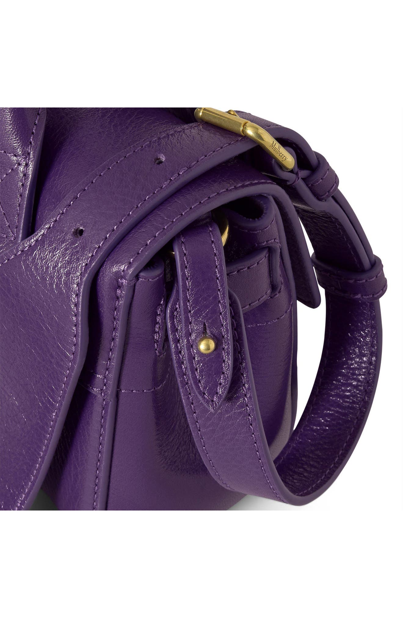 Mini Bayswater High Shine Leather Handbag, Alternate, color, AMETHYST