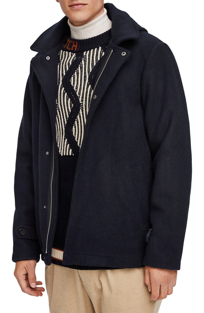 Scotch & Soda Wool Hooded Jacket, Main, color, 