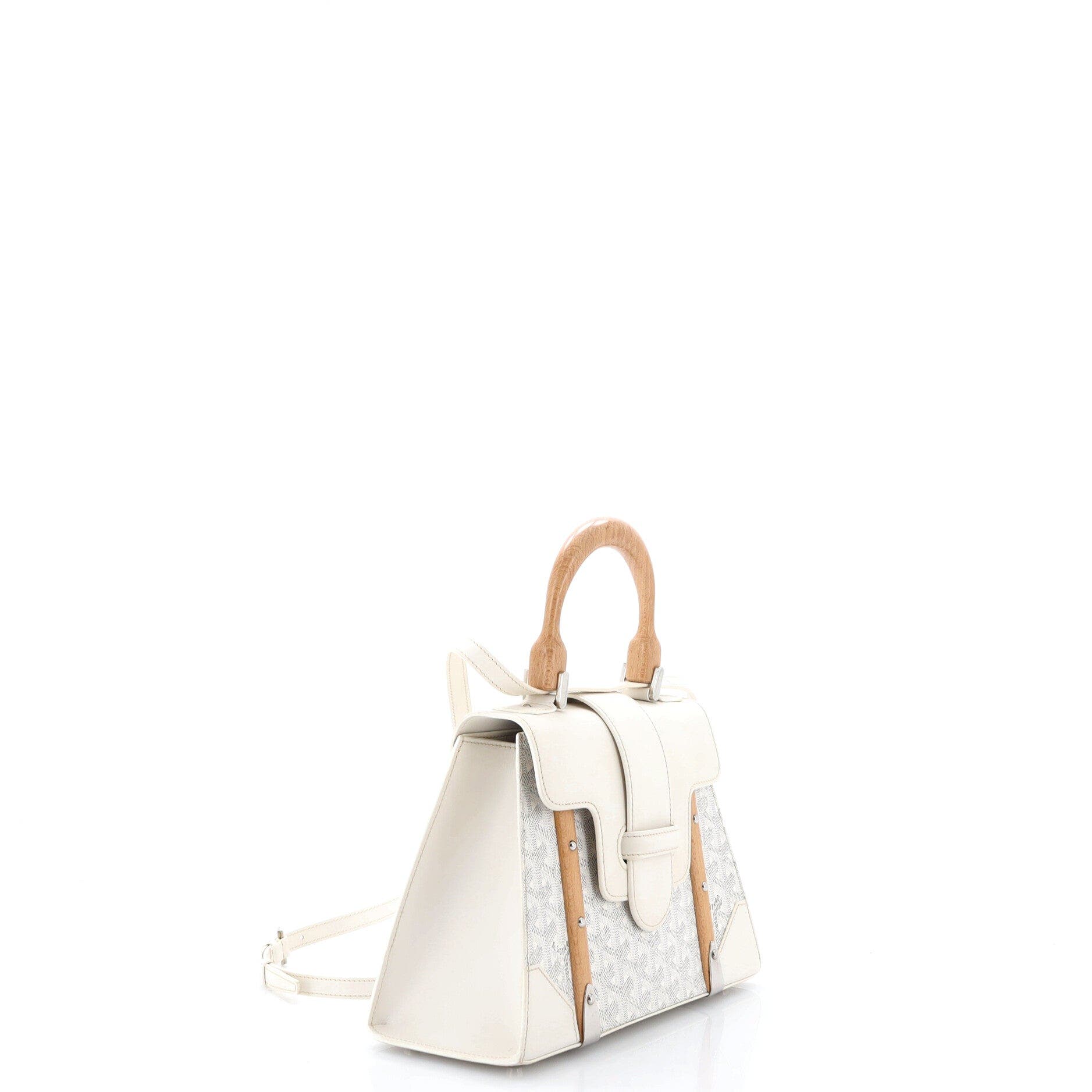 Saigon Top Handle Bag Coated Canvas with Leather PM, Alternate, color, White