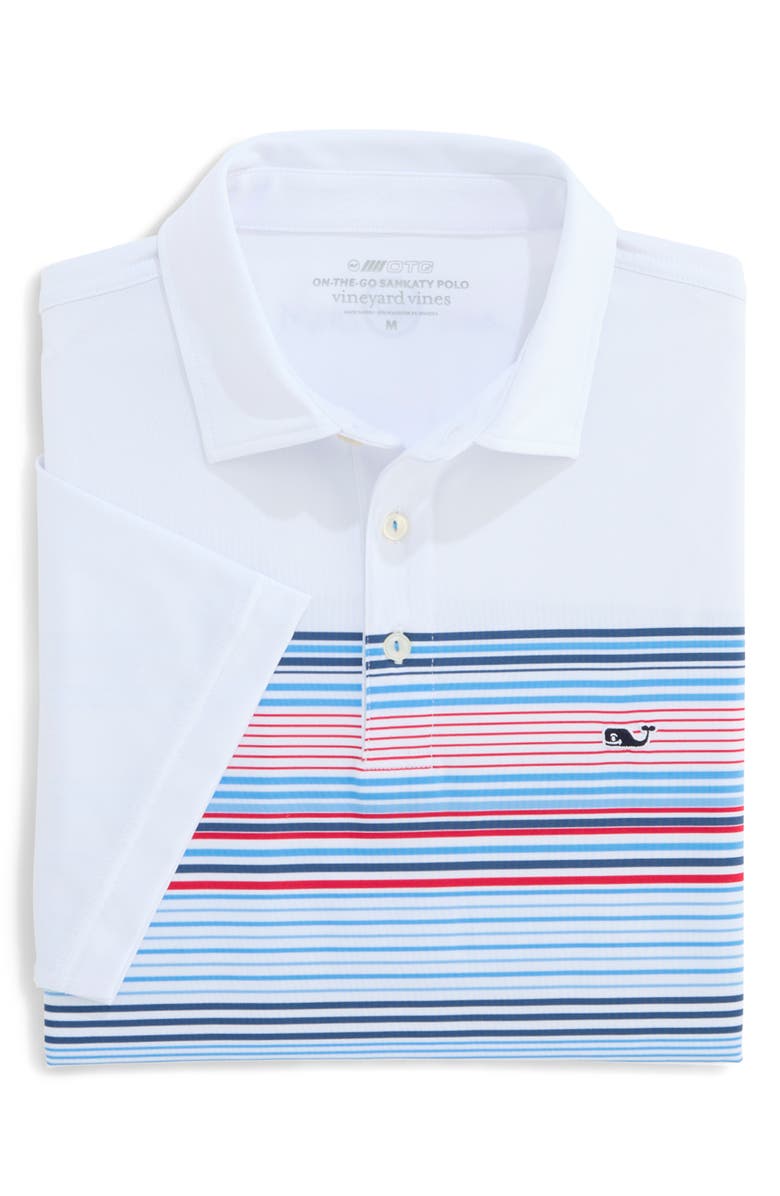 vineyard vines Conch Stripe Sankaty Performance Polo, Alternate, color, White/ Blue/ Red Strpe
