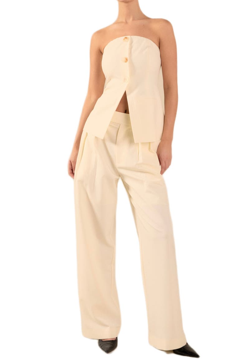 Button Strapless Top, Alternate, color, CREAM
