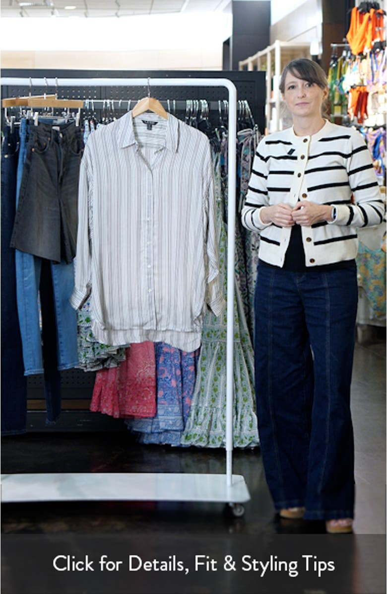 Stripe Relaxed Fit Satin Button-Up Shirt, sales video thumbnail