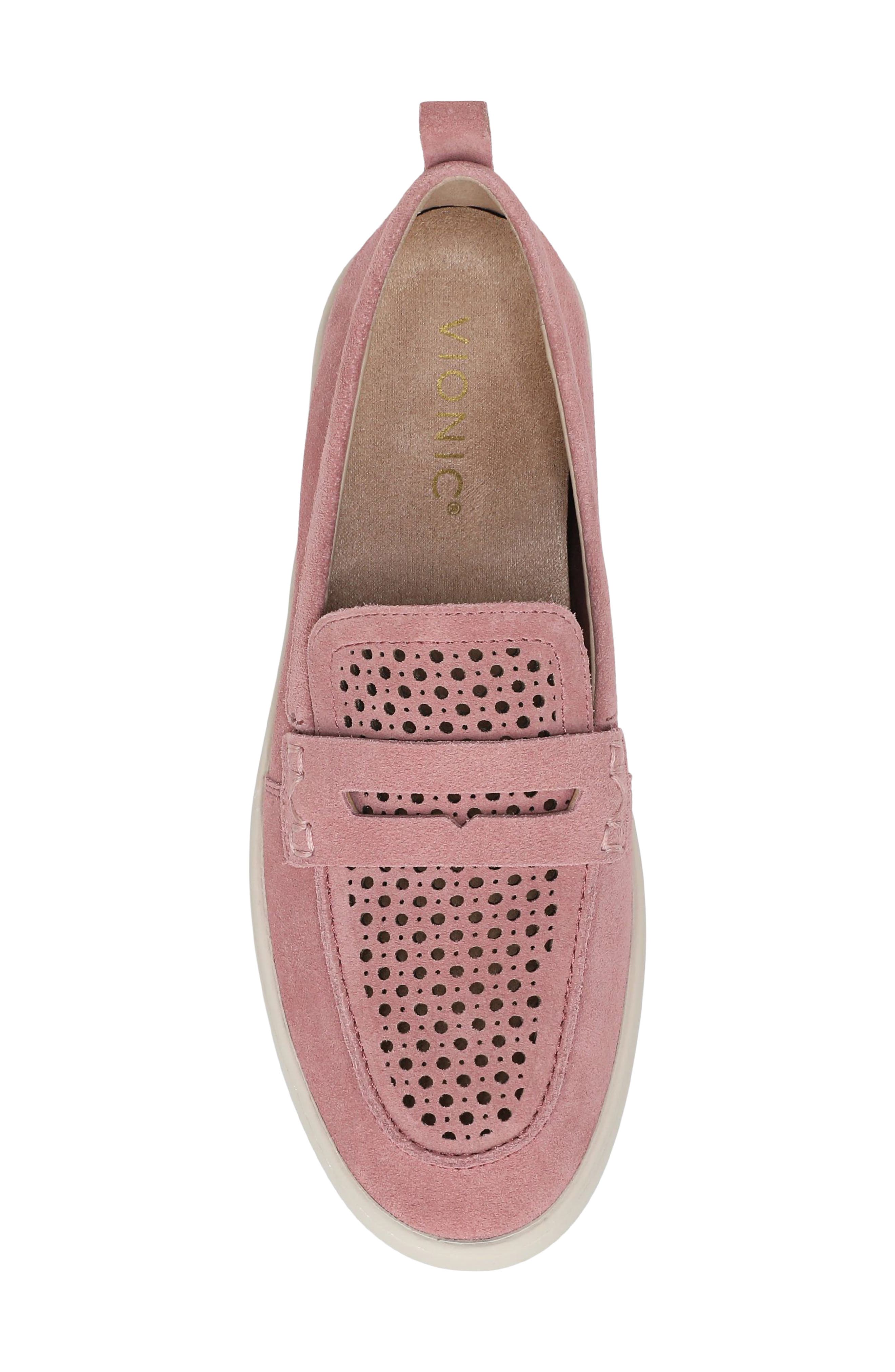 Uptown Perf Penny Loafer, Alternate, color, CINDER ROSE SUEDE