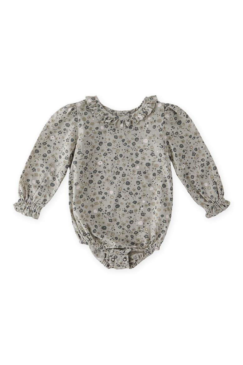 Ruffle Long Sleeve Organic Cotton Bodysuit, Main, color, FORGET-ME-NOT