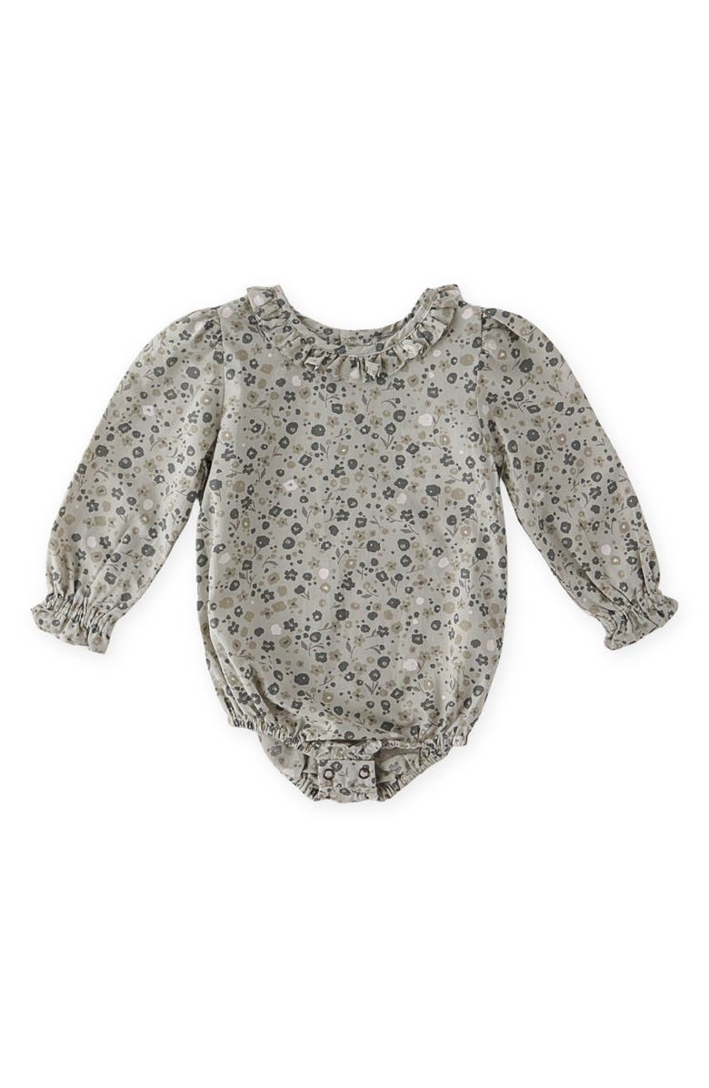Pehr Ruffle Long Sleeve Organic Cotton Bodysuit, Main, color, Forget-Me-Not