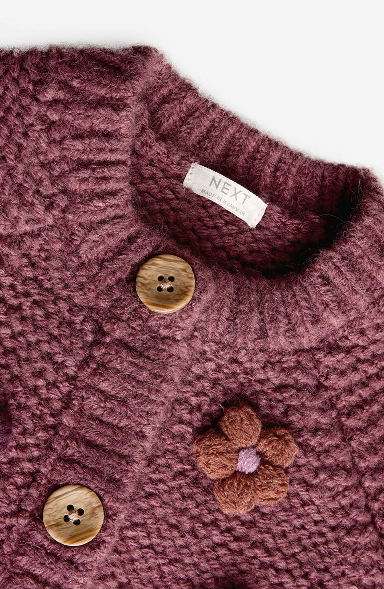 NEXT Kids' 3D Flower Embellished Cardigan, Alternate, color, Pink