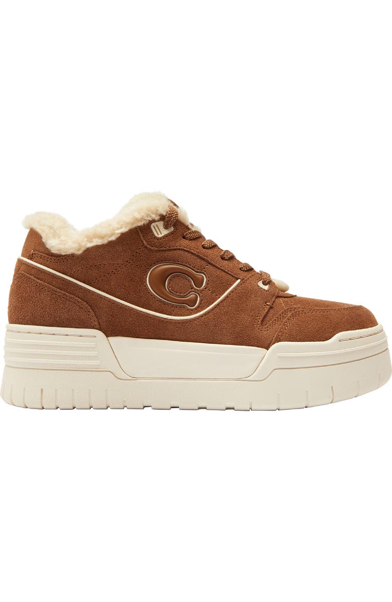 COACH Soho Genuine Shearling Trim Platform Sneaker, Alternate, color, Chalk/ Sable