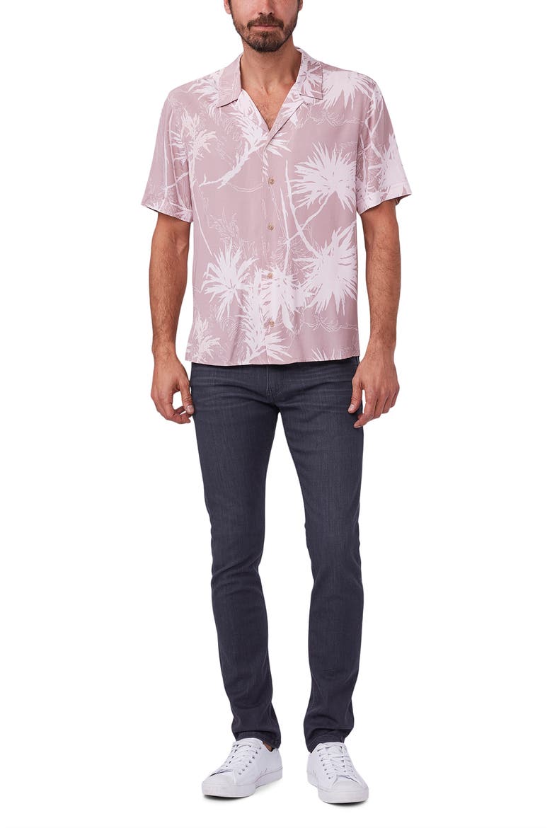 Landon Agave Print Short Sleeve Button-Up Camp Shirt, Alternate, color, DUSTY SUNSET