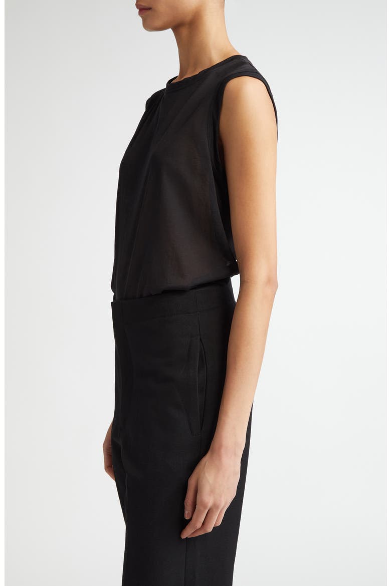 Cotton Blend Crepe Muscle Tank, Alternate, color, BLACK
