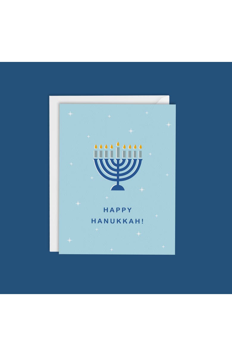 Mellowworks Happy Hanukkak Menorah Card-Boxed Set of 8 Cards, Alternate, color, Blue