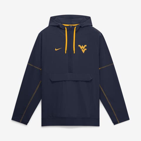 Men's Nike Navy West Virginia Mountaineers 2026 Sideline Anorak Half-Zip Hooded Jacket