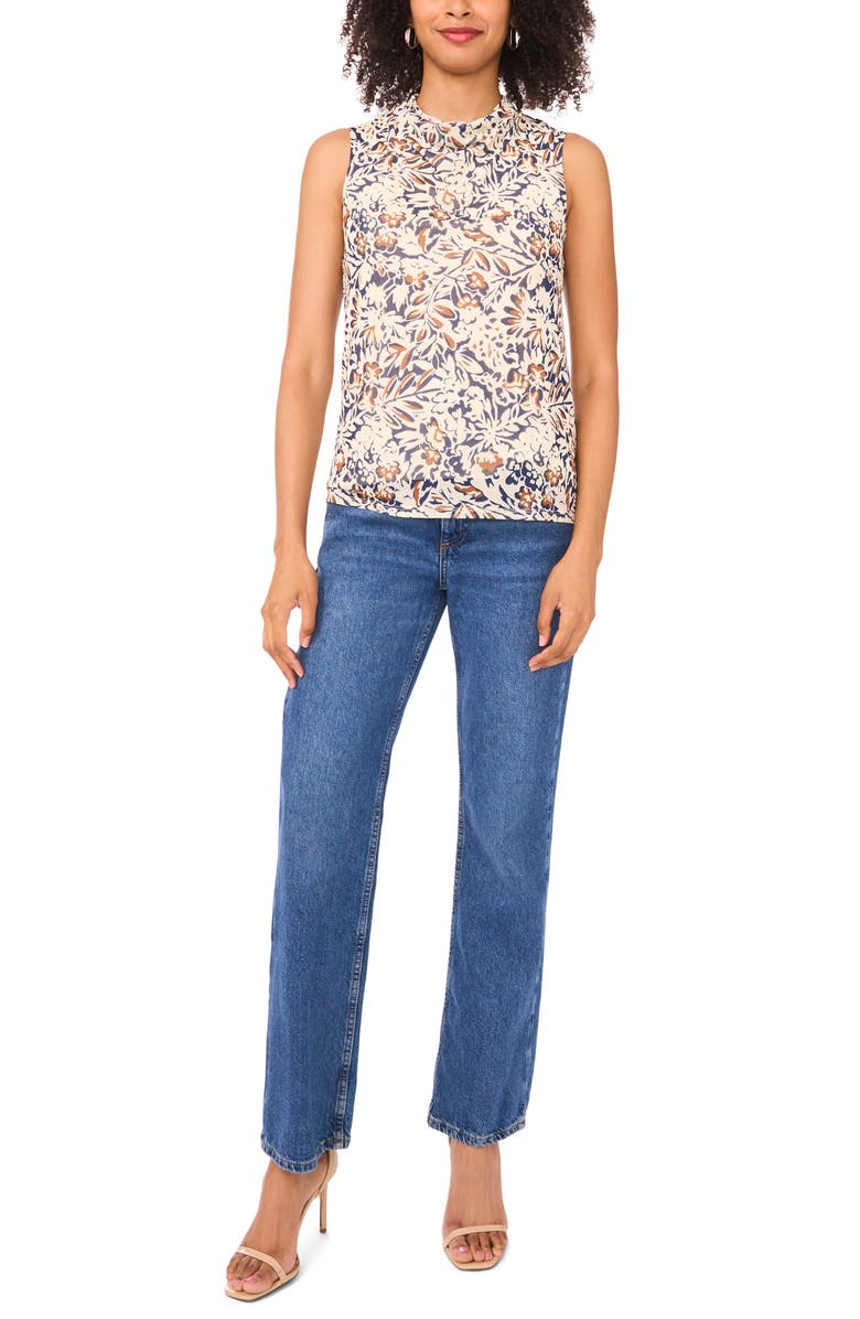 Halogen<sup>®</sup> Ditsy Cowl Neck Sleeveless Mesh Top, Alternate, color, Classic Navy