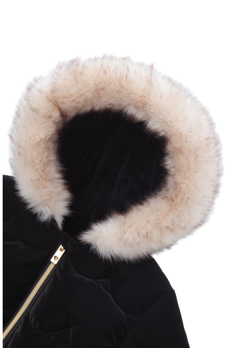 Kids' Luxe Bow Puffer Coat, Alternate, color, Pearl black