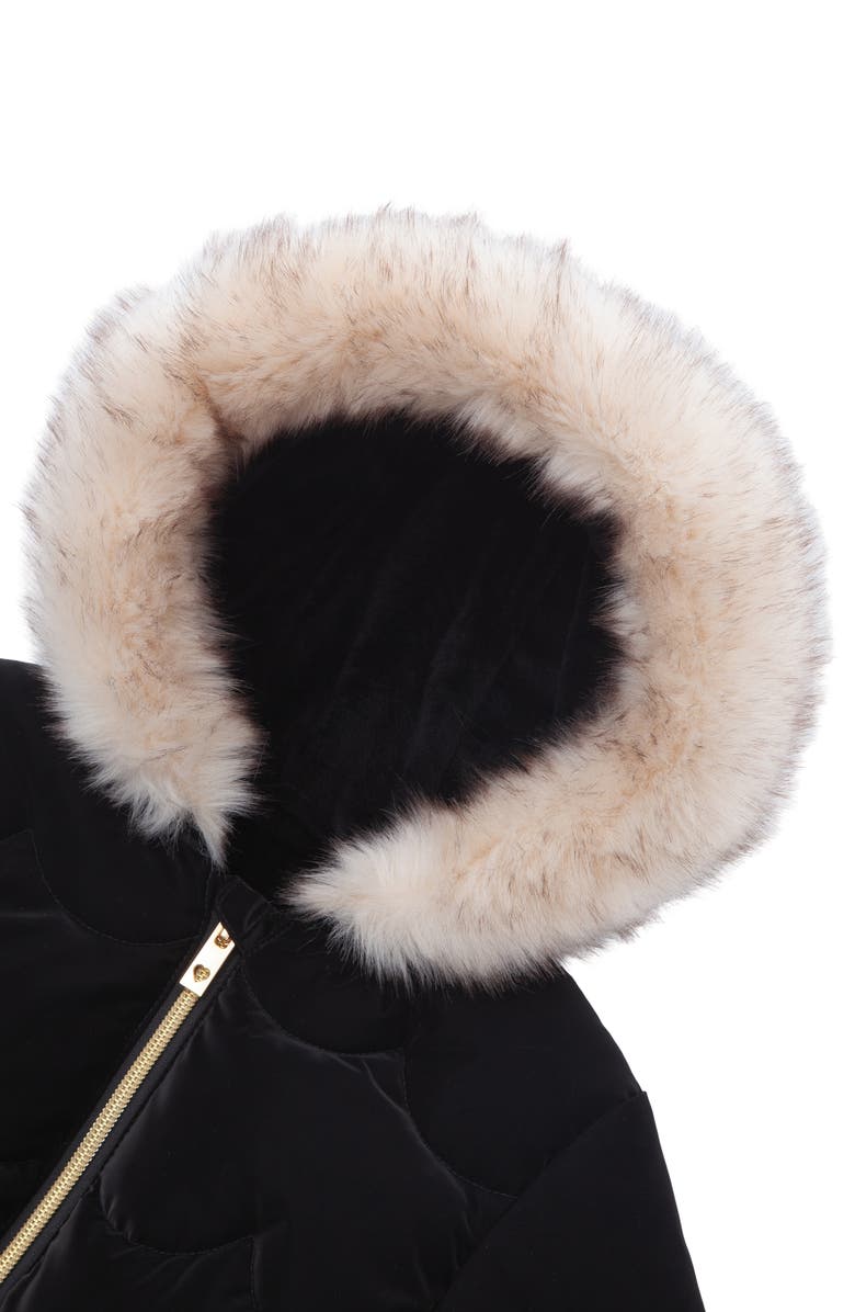 Rokka&Rolla Kids' Luxe Bow Puffer Coat, Alternate, color, Pearl Black