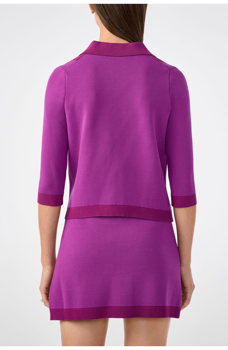 Trina Turk Gaia Colorblock Collared Cardigan, Alternate, color, Elderberry Multi