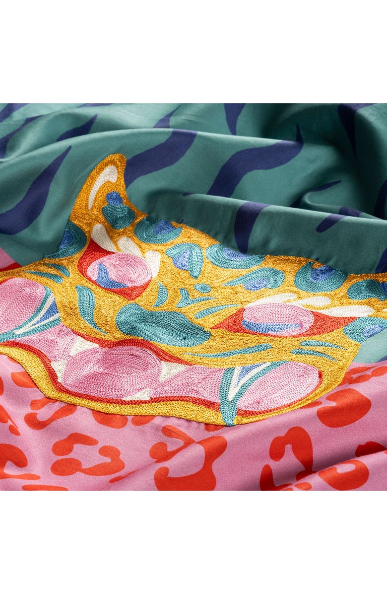 Zsa Zsa Zsu Lahor 300 Tc E.King Size 100% Cotton Satin Duvet Cover Set 102X87 In Maximalist, Alternate, color, Pink