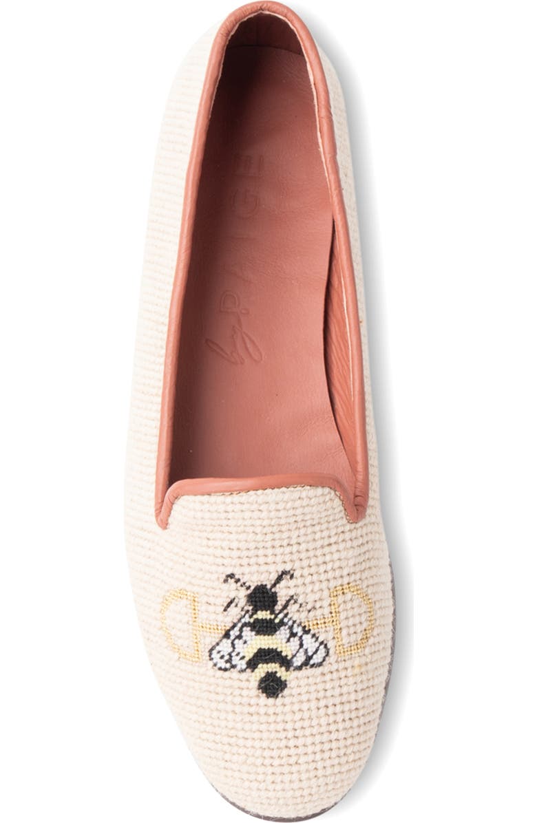 ByPaige Needlepoint Bee Flat, Alternate, color, Tan