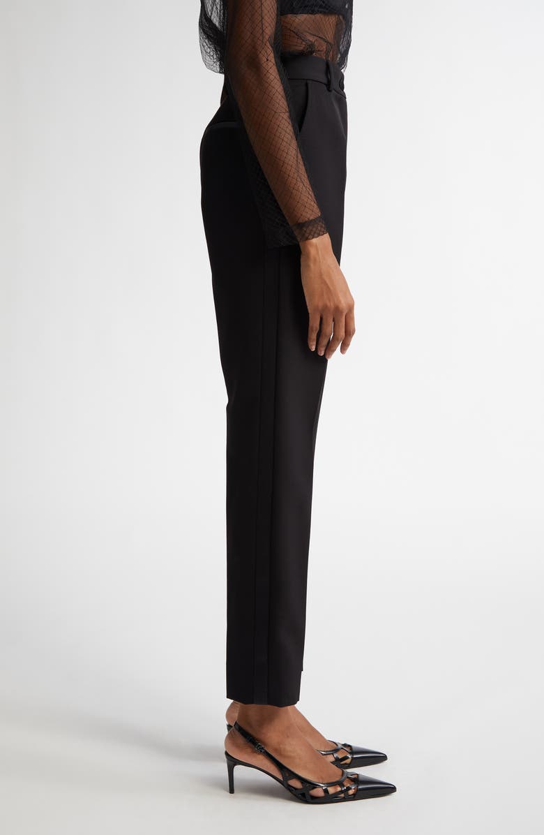 Dolce&Gabbana Pleated Virgin Wool & Silk Blend Ankle Straight Leg Trousers, Alternate, color, N0000 Nero