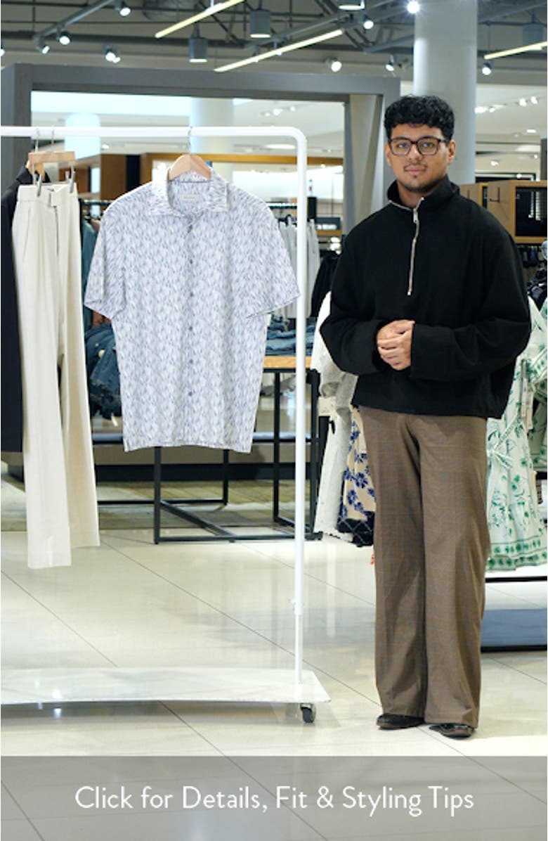 Milo OoohCotton<sup>®</sup> Feather Print Short Sleeve Button-Up Shirt, sales video thumbnail