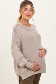 PinkBlush Washed Side Slit Oversized Sweater