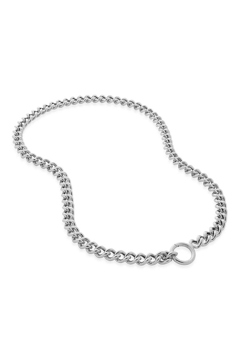 Groove Curb Chain Necklace, Main, color, STERLING SILVER